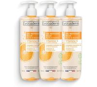 EVOLUDERM Gel limpiador con vitamina C - 500 ml - 97% de origen natural - vegano - Fabricado en Francia - 3 x 500 ml