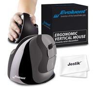 Evoluent Ratón vertical D mediano (VMDM) - Ratón ergonómico con cable para portátil y PC con paño de microfibra Jestik