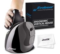 Evoluent Ratón VMDS VerticalMouse D, diseño ergonómico para mano derecha, mouse vertical Evoluent D pequeño con conexión USB con cable para portátil y PC, además de paño de microfibra Jestik