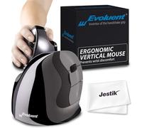 Evoluent VMDSW - Ratón vertical D pequeño para mano derecha ergonómico con receptor USB inalámbrico más paño de microfibra Jestik - Paquete económico