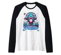 Evolution DJ Monkey Electronic Music Sound Engineer Camiseta Manga Raglan