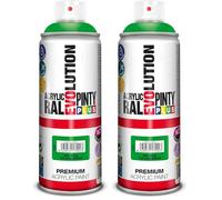 Evolution Pinty RAL 6018 Bomb - Pintura acrílica 400 ml, color verde/amarillo (Paquete de 2)
