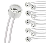 Evolution Portalámpara GU10 con Cable para Lámparas LED y Halógenas | Marco Empotrable GU10, Portalámpara LED 230V | Portalámpara Cerámico con Cable CSA Protegido con Silicona | Juego de 50