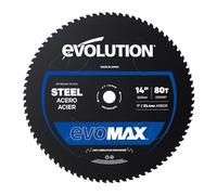 Evolution Power Tools, EVOMAX - Hoja de carburo de cerámica de 355 mm, 80 dientes, para corte profesional de acero suave resistente
