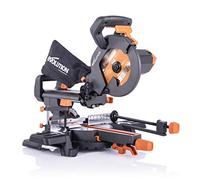 Evolution Power Tools R210SMS+ Ingletadora deslizante multimaterial de 210 mm, con paquete Plus, Corta acero dulce, aluminio, plástico, madera con clavos incrustados, 230 V