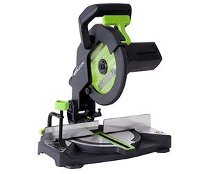 Evolution Power Tools Sierra ingletadora compuesta F210CMS con corte multiusos multimaterial, corta madera, metal, plástico y más, hoja TCT incluida, compacta y potente (1200 W, 230 V, 210 mm)