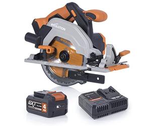 Evolution Sierra circular inalámbrica R165CCS-Li de Evolution Power Tools con corte multimaterial - Incluye batería de 4 Ah y cargador, hoja TCT de 165 mm y garantía de 3 años