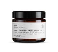 Evolve Organic Beauty - Crema facial Hydrate & Protect con escualano, jengibre de mariposa silvestre, índigo rosa, certificado natural vegano libre de crueldad (2 onzas líquidas | 60 ml) - Para todo