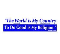 EvolveFISH - Pegatina para Parachoques con Texto en inglés The World is My Country Good is My Religion (28 x 7,6 cm)