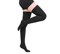 Evolyline Medical Medias de Compresión Mujer Hombre 15-20 mmHg, Clase I Muslo Largas Calcetines de Compresión Medias de Apoyo Cerrado Banda de Silicona para Apoyo Graduado Venas Varicosas, Negro , XL