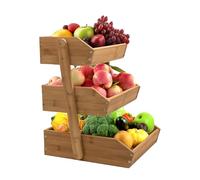 evomosa Cesta de Frutas ,Frutero de bambú de 3 pisos para la cocina, 16.3‘’ de altura, gran capacidad multiusos para frutas, verduras y aperitivo