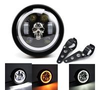 evomosa Faro delantero de moto 5.75 pulgadas, faro delantero universal LED con soporte para moto cafe racer (C)