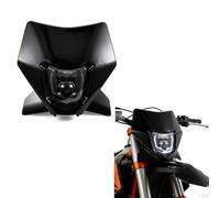 evomosa Faro LED para moto E24 con luz blanca para EXC, SXF, XCW, MX 2024 - Carcasa de faro, carenado de faro de supermoto, moto de cross, enduro y motocross (Negro)