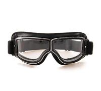 Evomosa Gafas de Moto de Cuero PU a Prueba de Viento - Gafas Deportivas Retro para ATV Bike y Motocross (Negro)