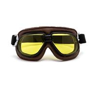 evomosa Gafas de moto Gafas retro vintage para deportes de carreras Gafas a prueba de viento para pilotos todoterreno (Lentes marrones oscuras y amarillas.)