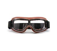 evomosa Gafas de Moto, Moto Gafas de Piloto Retro Bicicleta Antiniebla MTB Gafas de Motocross Gafas de Seguridad -Lente transparente