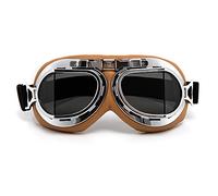 evomosa Gafas de moto Vintage a prueba de viento prevención de arena a prueba de polvo gafas de moto para hombres mujeres montar gafas. (Lente negra)