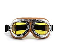 evomosa Gafas de moto Vintage a prueba de viento prevención de arena a prueba de polvo gafas de moto para hombres mujeres montar gafas. (Lente amarilla)