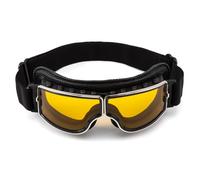 evomosa Gafas de moto vintage aviador retro plegables de cuero PU resistentes al viento para hombres y mujeres (Negro Amarillo)