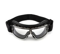 evomosa Gafas de moto vintage aviador retro plegables de cuero PU resistentes al viento para hombres y mujeres (Negro Transparente)