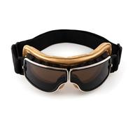 evomosa Gafas de moto vintage aviador retro plegables de cuero PU resistentes al viento para hombres y mujeres (Oro Negro)