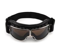evomosa Gafas de moto vintage aviador retro plegables de cuero PU resistentes al viento para hombres y mujeres (Negro Negro)