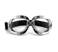 evomosa Gafas de moto Vintage, Gafas de Sol Deportivas para Motocicletas (Lente transparente plateada)