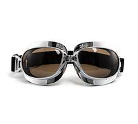 evomosa Gafas de moto Vintage, Gafas de Sol Deportivas para Motocicletas (Lentes negras plateadas)