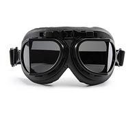 evomosa Gafas de Motocicleta Retro Protección Contra el Viento Gafas de Protección para Los Ojos Gafas de Montar de Cuero de Pu para Hombres Mujeres (Lente negra)