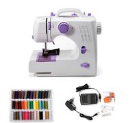 evomosa Máquina de coser, mini máquina de coser eléctrica portátil para principiantes, 12 puntadas de doble velocidad con pedal de pie (Morado)