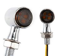 evomosa Mini Indicador Luminoso LED Ámbar E24 12V para Moto Custom Street Chopper Cruiser Scooter Cafe Racer (Plata)