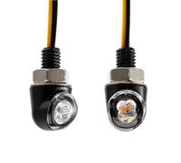 evomosa Mini LED motocicleta Luz intermitente ámbar lado marcador indicador 12V para custom street motocicleta chopper cruiser 8mm tornillo (Negro)