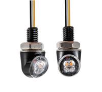 evomosa Mini LED motocicleta Luz intermitente ámbar lado marcador indicador 12V para custom street motocicleta chopper cruiser 8mm tornillo (Negro, blanco y ámbar)