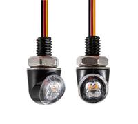 evomosa Mini LED motocicleta Luz intermitente ámbar lado marcador indicador 12V para custom street motocicleta chopper cruiser 8mm tornillo (Negro, ámbar y rojo)