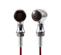 evomosa Mini LED motocicleta Tunr señal de luz ámbar lado E24 marcador Indicador 12V para custom street motocicleta chopper cruiser 8mm (Plata)