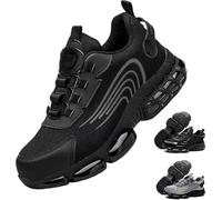 Evontura Zapatos con punta de acero, zapatillas deportivas con botón giratorio, zapatillas deportivas con punta de acero indestructibles, zapatos de seguridad for el trabajo resistentes a puñaladas, u