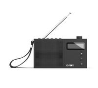 Evoom - EGY - Radio portátil FM/Dab+ y Despertador - Función Snooze y Sleep, 2 alarmas programables - Antena telescópica y Puerto Jack 3,5 mm - Alimentación por Cable USB-C o 3 Pilas AAA - Negro
