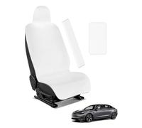 EVOOOR Funda de Asiento Impermeable de Neopreno para Tesla Model Y/3 Delanteros - Antideslizante, Ideal para Taller y después del Deporte, con Funda de cinturón y reposabrazos (Blanco)