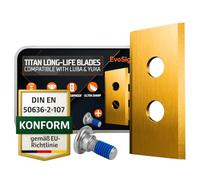 EvoSign® 45 cuchillas de repuesto de carburo de titanio para robot cortacésped Mammotion LUBA 1/2/3 y Yuka - Cuchillas LongLife (1,0 mm) con corazón de acero inoxidable y tornillos de seguridad para