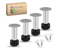 Evotrade 4 patas universales ajustables de hierro galvanizado para zócalo de cocina - Tornillos y tapas de tornillos blancos - Altura ajustable + 2 cm