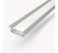 Evotrade Perfil LED empotrable de aluminio, longitud 2 metros, con cubierta para tiras LED, iluminación interior y muebles, instalación fácil, diseño moderno y resistente (color aluminio)