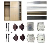 Evotrade Sistema de Herrajes para Puertas Corredizas para 2 o 3 Hojas - Riel de 2 METROS + Carretillas - Color a Elección - Peso Máximo por Hoja 55KG (2 Hojas, Riel de Aluminio)