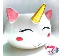 Evovee Cuenco de hilo de unicornio para tejer, cuenco de cerámica extra grande de 8.5 pulgadas, cuenco de hilo de cerámica, accesorios de ganchillo, soporte de almacenamiento de hilo para regalo para