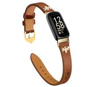 EVPLNT Correas delgadas de cuero compatibles con Fitbit Inspire 3, Charms, diseño femenino para Fitbit Inspire 3 (marrón/dorado)