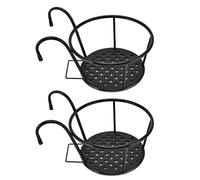 EVTSCAN 2 Piezas Cesta para macetas Colgantes, Soporte para Plantas de barandilla Colgante de Arte del Hierro Multiusos para Patio, balcón, Porche