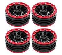 EVTSCAN Accesorios de automóvil RC de Rueda de Metal Universal 1/10 RC Crawler 1.9 Pulgadas CNC Aleación de Aluminio 4 SCX10 D90 TF2 CC01 Red Black Blue Silver (Negro Rojo)