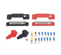 EVTSCAN Barra colectora de 12 terminales M8 Stud Bloque de distribución de energía Alta conductividad DC48V 150A Rojo Negro ABS Aleación de Zinc 2 Juegos Automóvil RV Marine Yacht