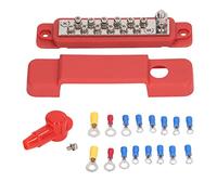 EVTSCAN Barra colectora del Bloque de terminales de distribución de energía, Barra colectora del Bloque de distribución de Pernos de 12 Posiciones con Cubierta para Caravana y yate 48VDC (Red)