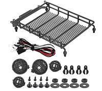 EVTSCAN Carrera de Techo de Metal Carrier de Equipaje LED LED MN 1/12 RC RCTER DURBLE PRÁCTICO Red Negro SILECULA APLICACIÓN APLICABLE Coche (Black)