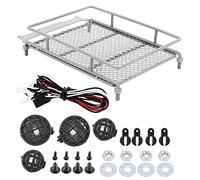 EVTSCAN Carrera de Techo de Metal Carrier de Equipaje LED LED MN 1/12 RC RCTER DURBLE PRÁCTICO Red Negro SILECULA APLICACIÓN APLICABLE Coche (Silver)